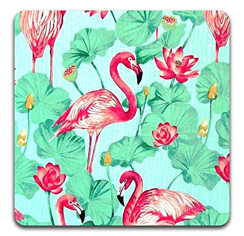 Tropical Flamingo Square Coaster Set - Made of Recycled Rubber - Set of 4 - color: Tropical Flamingo