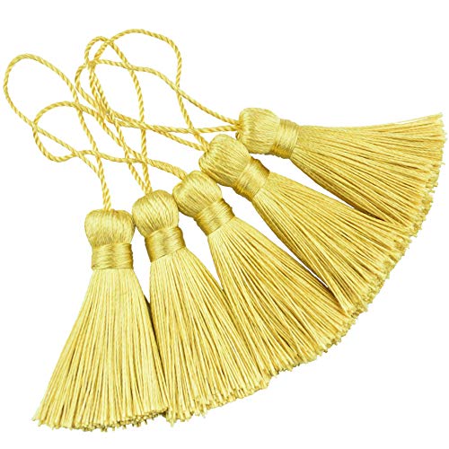 20Pcs 4.3 Inch Silky Mini Craft Tassels for Earrings, Souvenir(Light Gold) - color: Light Gold