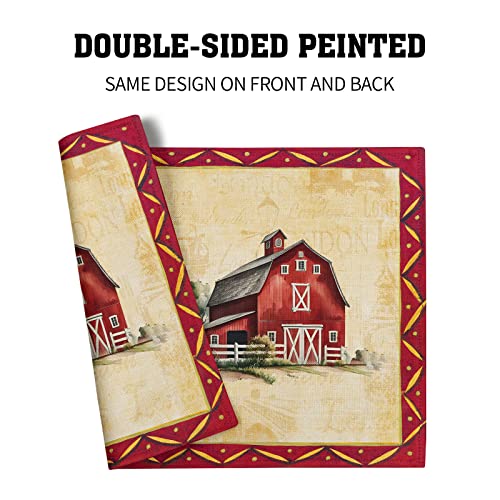Giwawa Rooster Chicken Placemats, Welcome to Our Farmhouse Linen Place Mat, Vintage Animal Farm Decorative Washable Non Slip Table Mats for Dining Kitchen Party, Set of 4, 12"x18" - color: Chicken