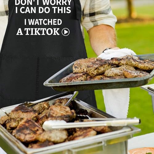 Rosoz Funny BBQ Black Chef Aprons for Men Adjustable Kitchen Cooking Aprons - color: Don't Worry,a Totikk