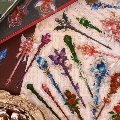 96 Pcs Fantasy Wand Stickers for Scrapbooking and Journaling - color: Mystic Staff
