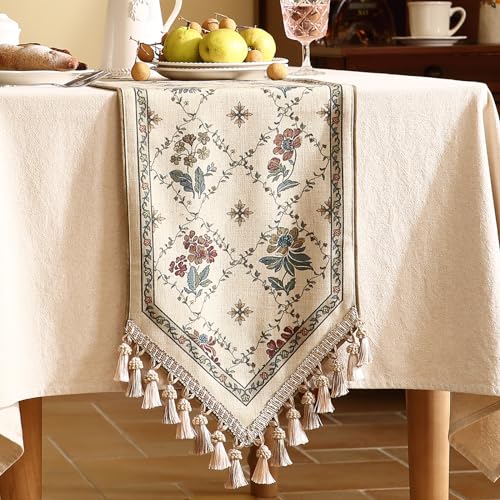 Patdrea Designer French Elegant Linen Table Runner,12"X71"-Audrey A - color: Audrey a Linen, size: 12"*71"