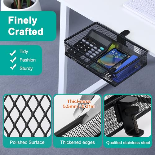 Under Desk Drawer, Clamp on Desk Organizer Under Table Hanging Desk Storage - style: Black - Big