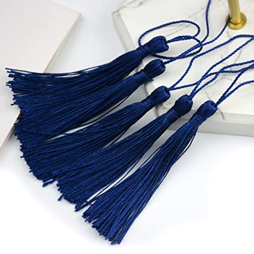 100Pcs 5 Inch Silky Bookmark Tassels for Jewelry, Souvenir(Dark Blue) - color: #52