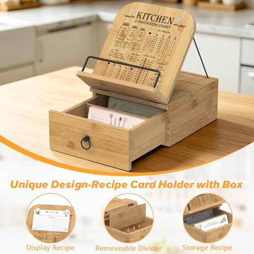 Cookbook Stand-Wooden Recipe Card Holder Box Kitchen Counter - color: Wood,large