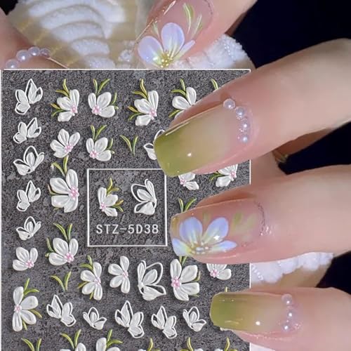 Flower Nail Stickers for Nail Art Plum Bossom Nail Decals for Women - color: Colorful-13