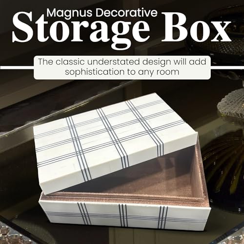 Perilla Home Wood Decorative Small Wooden Box Storage Memory Box, Ideal for Keepsakes, Trinkets, Jewelry, Crafts, Card and Other Stash (8" x 5" x 3"), for Men and Women, Black and Off White (Lucius) - color: Black and off white Lucius