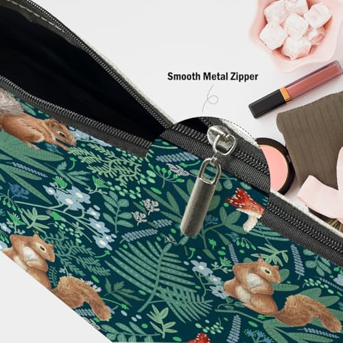 Forest Squirrel Makeup Bag, Botanical Squirrels Cosmetic Bag Travel Pouch - color: Multicolor 0141