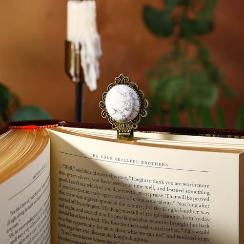 1Pcs Vintage White Howlite Bookmark with Natural Crystal Stone - Fantasy White Howlite Bookmark for Reading Women, Men, Book Lovers, Girls and Teachers Bookmarks - color: White Howlite