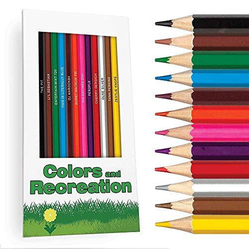 Colors & Recreation-Themed Colored Pencil Set for Fans of Parks & Rec | Set of 12 Parody Pencils with Clever Show References | Each Pencil Foil-Stamped with Fun Quotes | Ideal Gift - style: Parks and Recreation