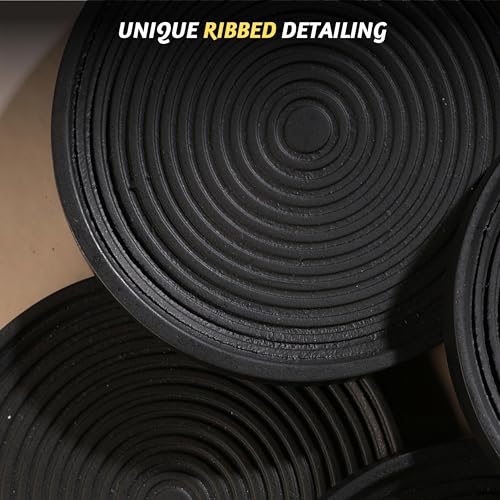 Folkulture Wooden Cute Wood Coasters with Holder, Black, Set of 4, Drinks - color: Black