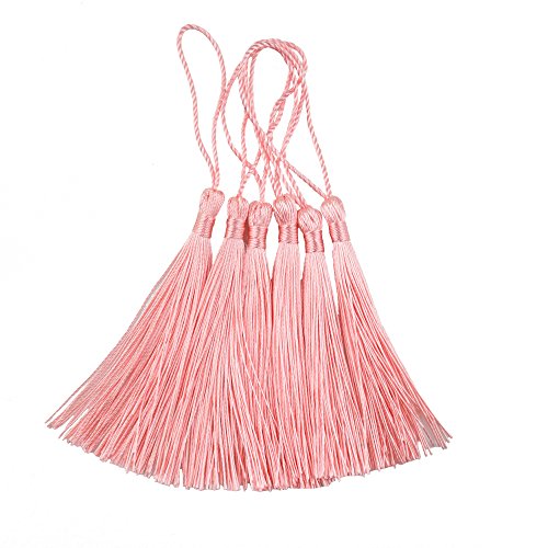 100Pcs 5 Inch Silky Bookmark Tassels for Jewelry, Souvenir(Light Pink) - color: Light Pink