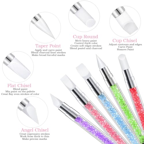Nail Art Tools,Nail Art Brush,2 sets Nail Stand,5 PCS Dual Tipped Nail Dotting Tool and Sculpture Pen, Acrylic Silicone Nail Pen, Nail Design Tools - color: D2#Pink Style 4