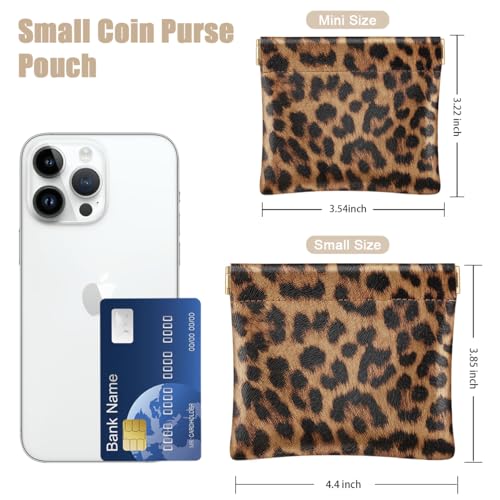 Leopard Squeeze Coin Purse Pouch Small Makeup Bag for Purse - color: Leopard, size: Small (4.4"x3.85")