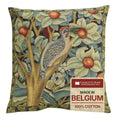 William Morris Woodpecker Right Tapestry Throw Pillow Cover 18 x 18 in - color: Black Woodpecker