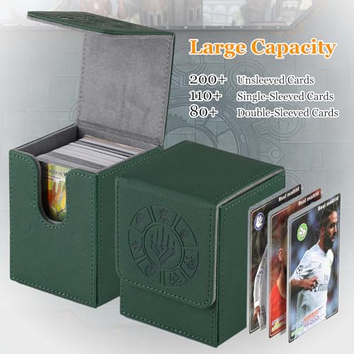 Arkeiliy MTG Deck Box 110+ Storage Sleeved Cards for Magic Commander - color: Green