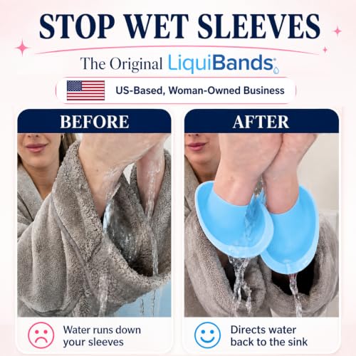 LiquiBands Face Washing Wristbands - Original Drip Catch Cuffs (Blue, S/M) - color: Sky Blue, size: S/M