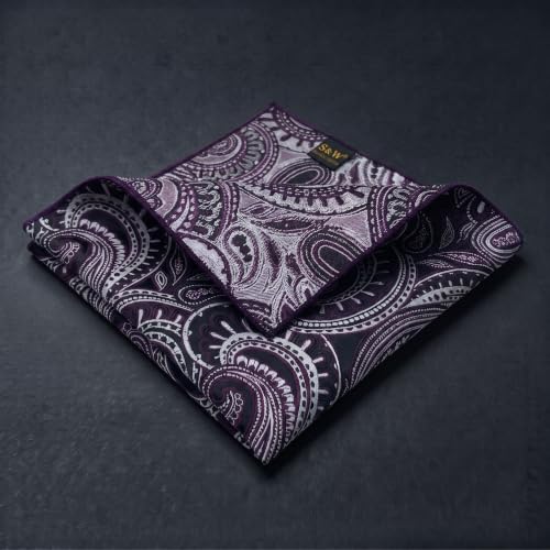 S&W SHLAX&WING Mens Pocket Square Paisley Multicolor Large for Business Wedding - color: Ah72
