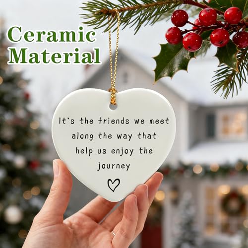 Friends We Meet Along The Way, Firm Friendship - Heart Plaque/Sign, Gifts for Friends | Birthday, Christmas Friendship Gifts for Bestie, Best Friend, Sisters, BFF, Her | Friend Christmas Ornament - color: Friend