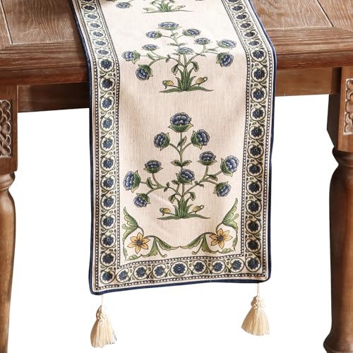 Patdrea Designer Elegant French Linen Table Runner,12"X71"-Ivar B - color: Ivar B Linen, size: 12"*71"