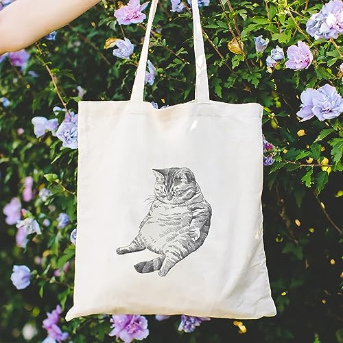 Canvas Aesthetic Tote Bag for Women with Inner Pocket Totes Shoulder Book Bag Shopping Reusable Grocery Bags - color: Naughty Cat Tote Bag