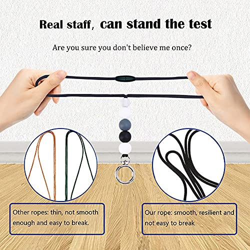 2PCS Teacher Lanyards for ID Badges and Keys, Cute Silicone Beaded Lanyard - color: Gold Silver-002