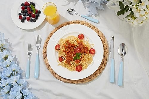 ANNOVA Silverware Set Stainless Steel Colorful Handle Tableware Kitchen Flatware Set Utensils, Includes Dinner Knives, Forks, Spoons, Salad Forks & Dessert Spoons (Light Blue, 20 Pieces) - color: Light Blue 20Pieces
