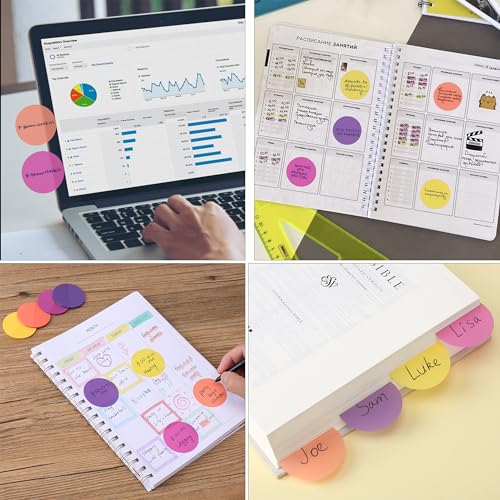 Mr. Pen- Round Transparent Sticky Notes, 1.8”, 4 Pads with Black Fineliner - color: Sunset, size: 200 Sheets