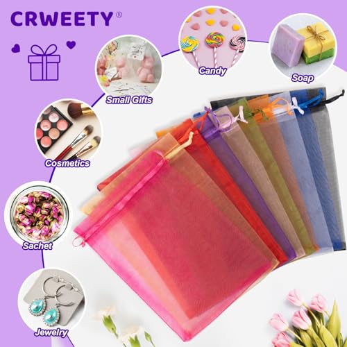 Crweety 50Pcs Organza Bags 3x4, Purple Small Mesh Gift Bags Drawstring Bulk - color: Purple