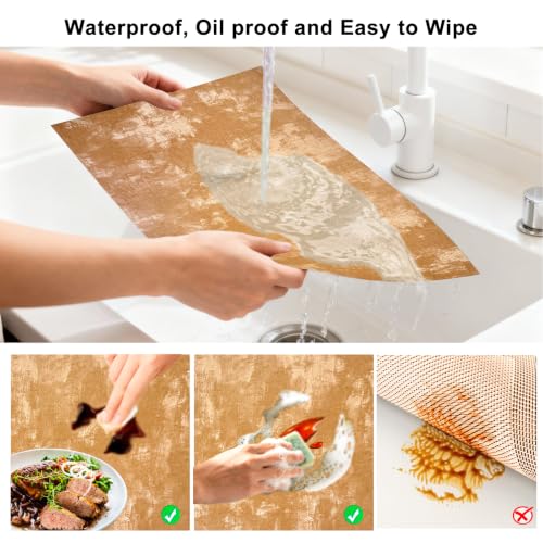 Faux Leather Placemats Set of 4, 11.8"x17.7", Apricot - color: Apricot, size: Set of 4