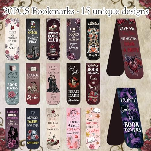 Wxiben 30 Pcs Dark Romance Magnetic Bookmark Gothic Book Mark Page Clip - style: Dark Romantasy