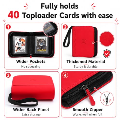 Mini 1 Pocket Top Loader Binder, Upgraded Widened Pages & Spine - color: Red, size: 1