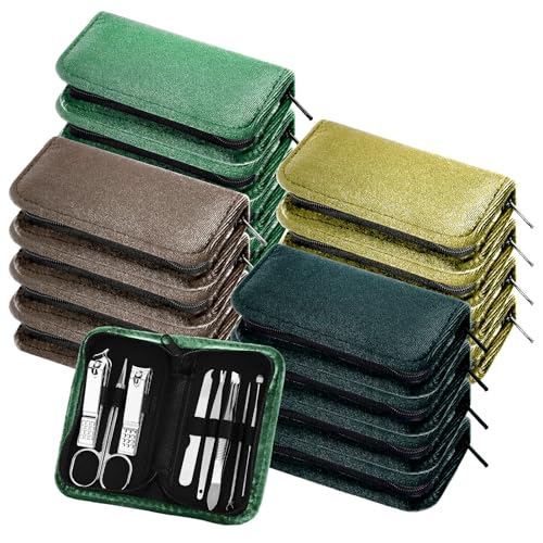 Coume 24 Sets Mini Manicure Kit for Women Men Nail Clippers, Green Series - color: Green Series