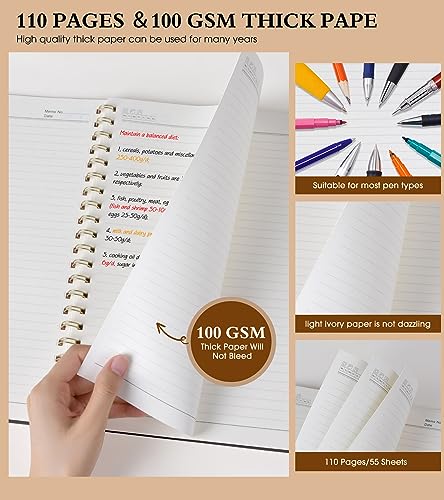 Spiral Notebook Journal 8.5” x 11”, A4 Large Notebooks for Women Men, College Ruled Lined Journal, 100 GSM Paper, Plastic Hardcover Spiral Bound Journals for Work School Note Taking Business, Black - color: Black, size: Line
