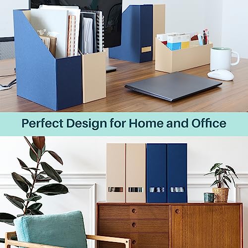 Magazine Holder - File Holder and Desk Organizer, Cardboard Book Organizer and Storage Box for Documents, Magazine Holder Rack for Office, Home and Classroom (Latte Brown, 6-Pack) - color: Latte Brown, 6-Pack