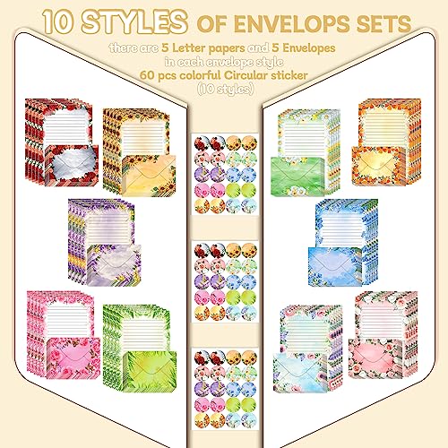 TaoBary 160 Pcs Flower Stationery Paper and Envelopes Set, 5.5 x 8.25'' - size: 5.5 x 8.25 Inch, style: Flower