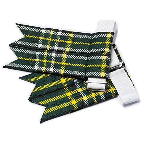 Kilt Flashes for Men with Heavy Buckle Adjusters, Plain & Tartan Kilt Sock Flashes. - color: St- Patrick 035flbu