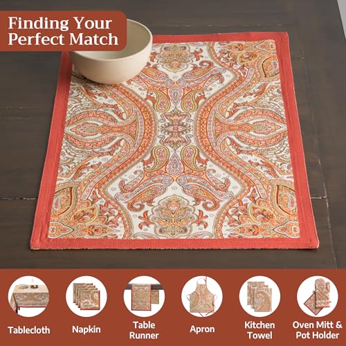 Maison d' Hermine Placemats Set of 4 Reusable 100% Cotton (13"x19") - color: 033 - Kashmir Paisley, size: 13" X 19" (Pack of 4)