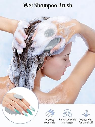 HEETA Scalp Massager Hair Growth Scrubber for Dandruff Removal Hair Care - color: New Grey
