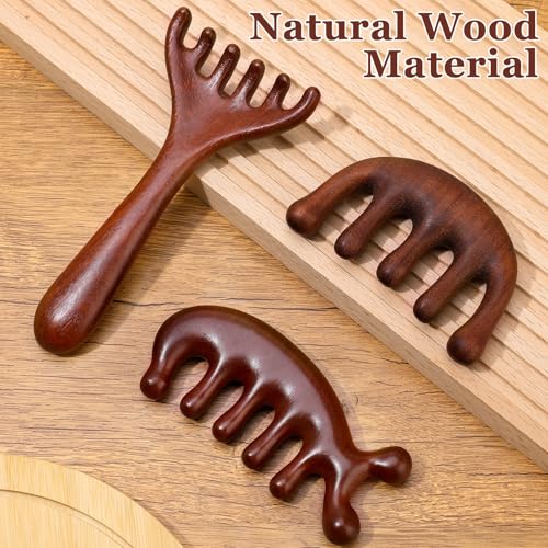 ProSuites 3 Pcs Wooden Head Scalp Massager Comb, Head Massage Tool for Relaxation Hair Gua Sha Comb for Mother,Gaughter,Wife - style: Massager-A