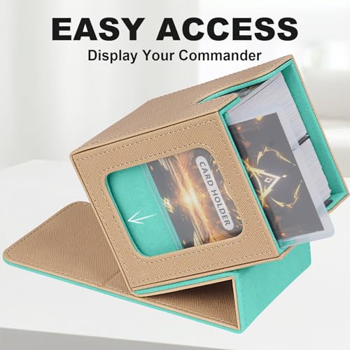 Card Deck Box for MTG Commander, Deck Case Holds 100 Double-Sleeved Cards - color: Khaki & Green, size: 1 Box