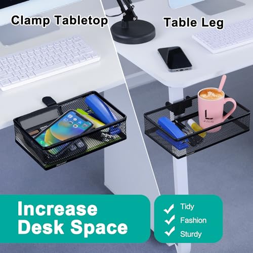 Under Desk Drawer, Clamp on Desk Organizer Under Table Hanging Desk Storage - style: Black - Small
