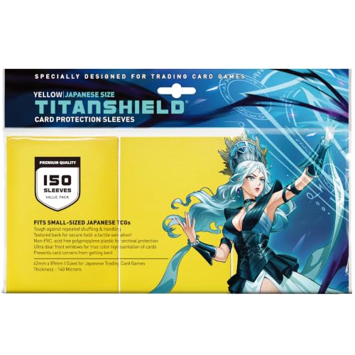 TitanShield Small Japanese Card Sleeves, Yellow (150 Sleeves) - Fits Yu-Gi-Oh - color: Yellow