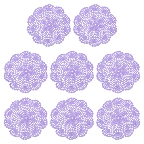 uxcell Crochet Doilies Round Lace Placemats 8" Light Purple 8Pcs - color: Light Purple
