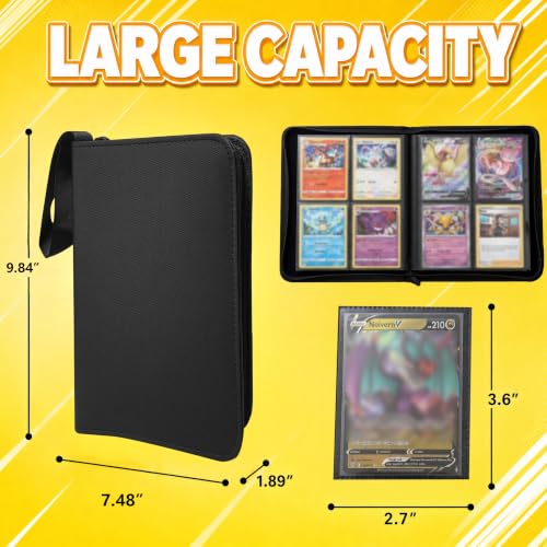 Card Binder, 4 Pocket 240 Card for Collectible Trading Card Albums - color: 240-BLACK-1