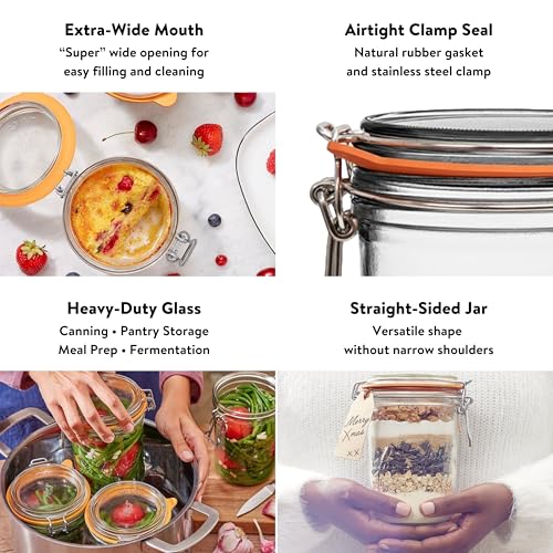 Le Parfait Super Terrine 200ml (7oz) Glass Canning Jar, Wire Bail Lid, 4 Pk - color: 200ml (Set/4)
