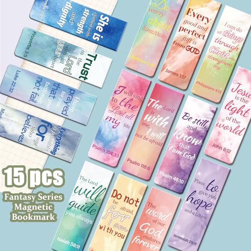 Magnetic Bookmarks, Tumwisk 15PCS Bible Quotes Bookmarks for Women - color: Colorful