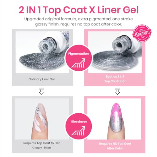 Beetles Gel Liner Nail Polish Set- 12 Colors 2 IN 1 Gel Nail Polish - color: D - Multicolor-12-1