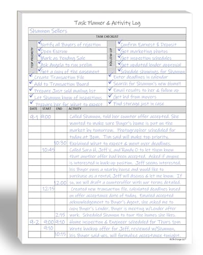 Task Planner & Activity Log Notepad for Work, Daily To Do List with Checklist, Time Tracking & Notes, 60 Pages, 8.5 x 11 Letter, Portrait – Life Charge