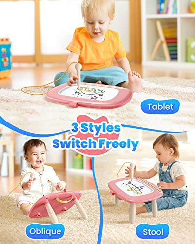 Seimome Magnetic Drawing Board, Toddler Girl Toys for 1-3 Year Old, Doodle Board Learning and Educational Kids Toys for 1 2 3 Year Old Baby Birthday GIF- Pink - color: Pink